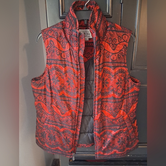 Ariat Jackets & Blazers - Ariat Red and Black Lace Overlay Patterned Vest